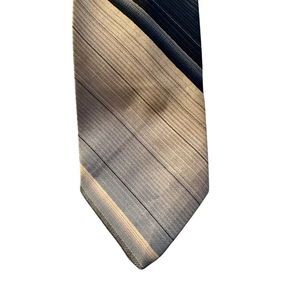 Stallone’s of Nassau Blue Gray Striped Silk Tie Classic‎ Mens Necktie